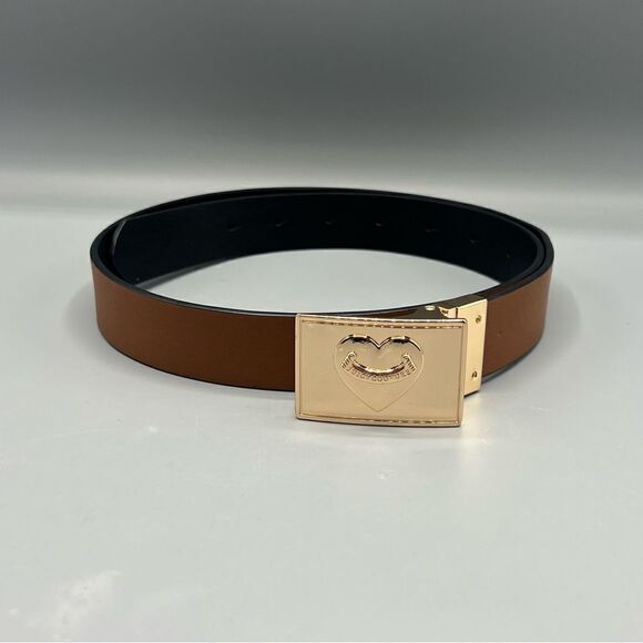 Juicy Couture Square Gold Tone Buckle Black Tan Reversible Belt - Picture 3 of 4